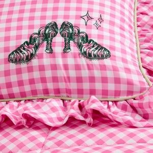 Wicked For Good Katie Kime Twin Comforter Pink Gingham Ruffles Heels Print NEW